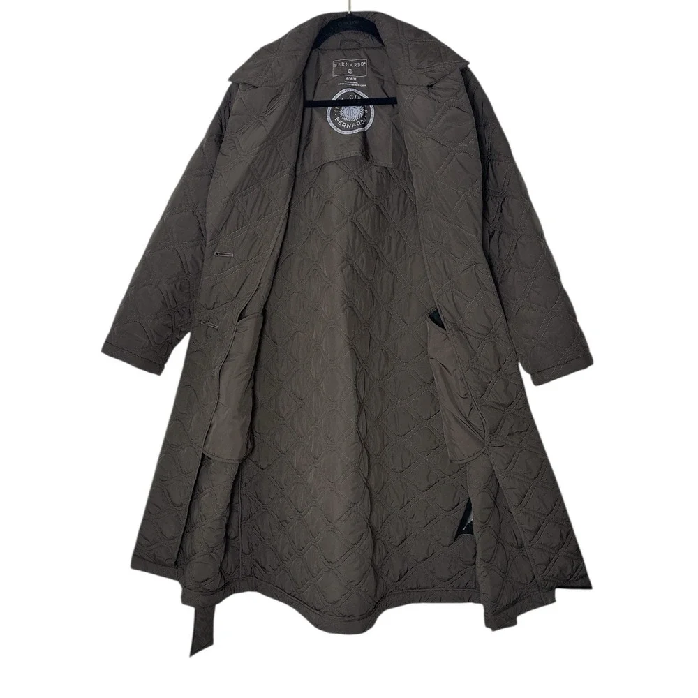 BERNARDO QUILTED PUFFER‎ COAT Women's Medium Brown Long Pockets Long Excellent
